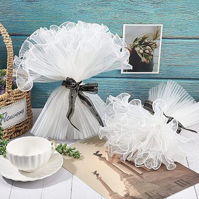 2Bags Pleated Gauze Yarn Flower Bouquets Wrapping Packaging OP-NB0001-13B-1