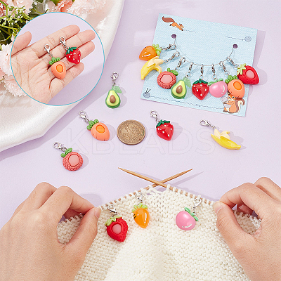 Fruit & Vegetable Pendant Stitch Markers HJEW-AB00306-1