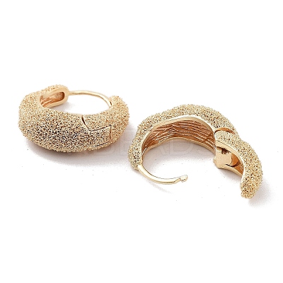 Brass Textured Hoop Earrings KK-B082-24G-1