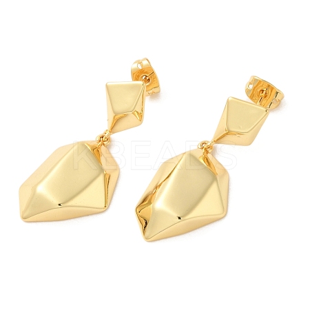 Polygon Brass Dangle Stud Earrings EJEW-G382-05G-1