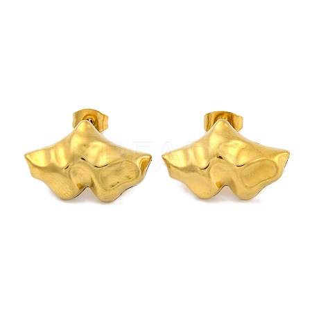 Leaf Ion Plating(IP) 304 Stainless Steel Stud Earrings EJEW-H013-32G-1