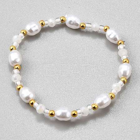 Plastic Pearl Beaded Stretch Bracelets for Women BJEW-WH0016-69E-1