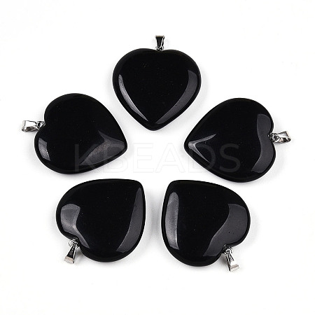 Natural Obsidian Pendants G-S364-006F-1