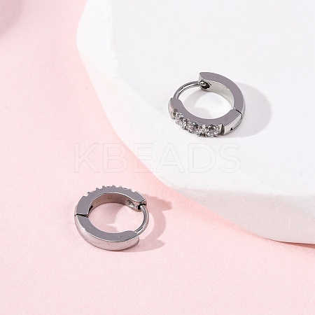 304 Stainless Steel Clear Cubic Zirconia Hoop Earrings EJEW-D331-18A-P-1