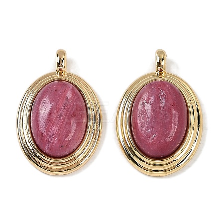 Natural Rhodonite Pendants KK-P283-54G-02-1