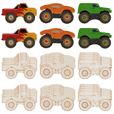 30Pcs 3 Styles Car Unfinished Wood Cutouts Decoration DIY-WH20011-62-1