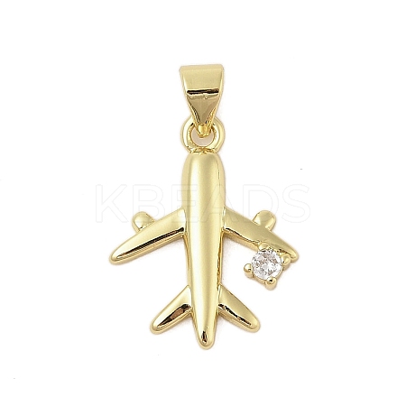 Plane Rack Plating Brass Micro Pave Cubic Zirconia Pendants KK-Z074-20G-1