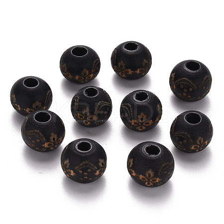 Painted Natural Wood Beads X-WOOD-N006-03A-10-1