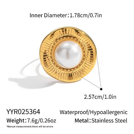 304 Stainless Steel Round Cuff Rings for Women BT6282-2-1