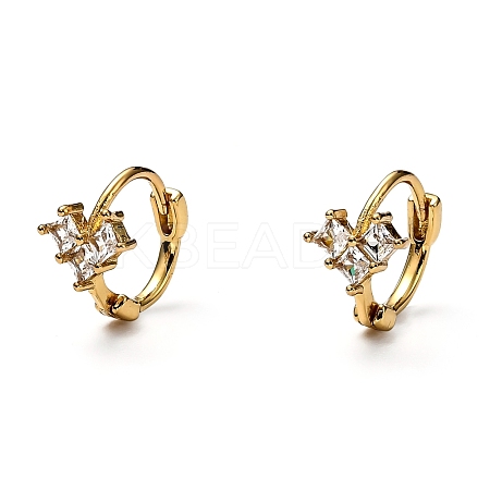 Brass Micro Pave Clear Cubic Zirconia Huggie Hoop Earrings EJEW-H121-20G-1