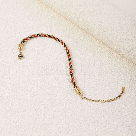 Twisted Nylon Cord Bracelets for Women BJEW-V007-01G-02-1