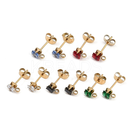 Ion Plating(IP) 304 Stainless Steel Cubic Zirconia Stud Earring Findings STAS-P373-06A-1