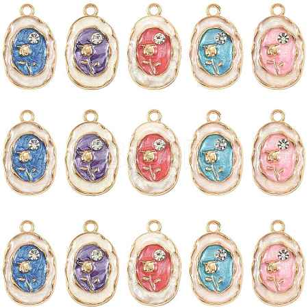 24Pcs Alloy Enamel Pendants ENAM-FS0004-50-1