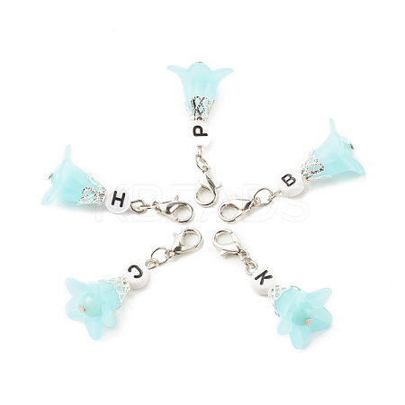 Frosted Flower Transparent Acrylic Pendant Decoration HJEW-JM00628-02-1