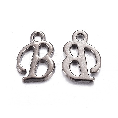 Gunmetal Plated Alloy Letter Pendants PALLOY-J718-01B-B-1