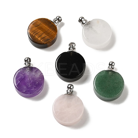 Natural Mixed Gemstone Perfume Bottle Pendants G-Z039-02P-1