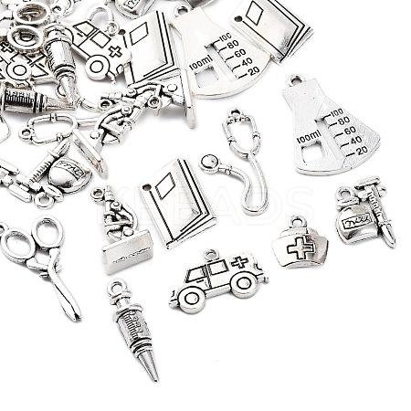 36Pcs 9 Styles Tibetan Style Alloy Pendants TIBE-FP0001-03-1