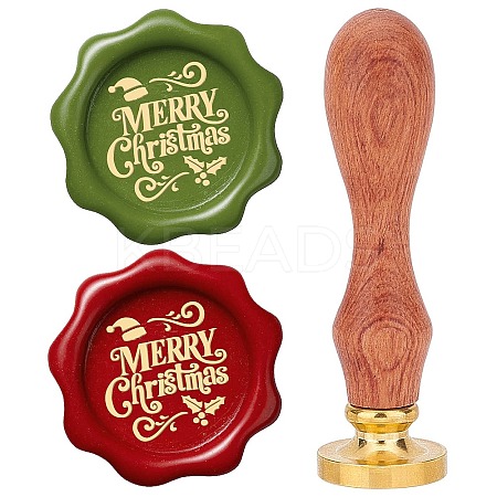 Brass Wax Seal Stamps with Wood Handle AJEW-WH0412-0103-1