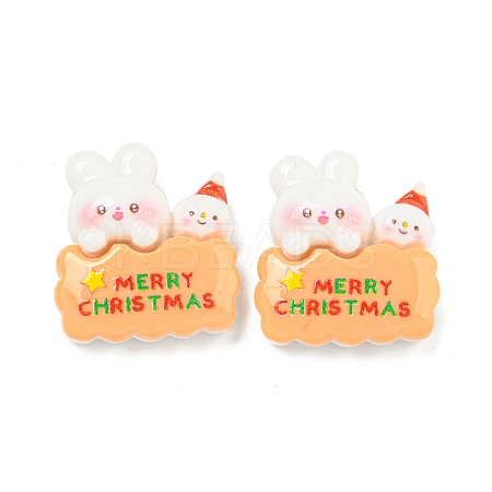 Christmas Rabbit Theme Opaque Resin Decoden Cabochons LS-CRES-B022-04F-1