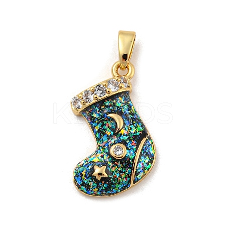 Christmas Brass Micro Pave Cubic Zirconia Pendant KK-H468-02C-03G-1