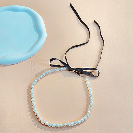 8mm Plastic Pearl Round Beaded Necklaces for Women WH-WG536FD-01-1