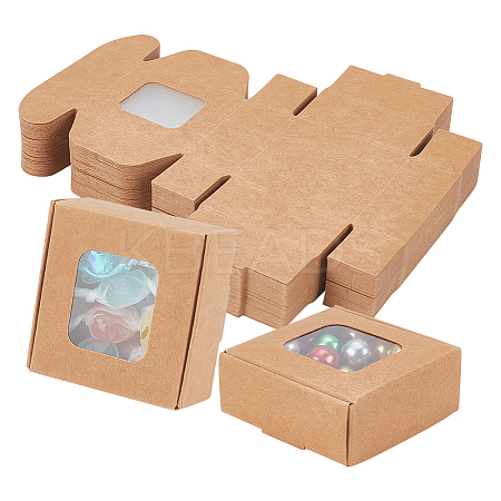 Square Foldable Creative Kraft Paper Box CON-WH0089-20A-1
