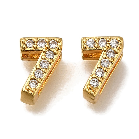 Rack Plating Number Brass Micro Pave Clear Cubic Zirconia Silde Charms KK-A231-13H-1