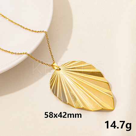 Stainless Steel Leaf Pendant Necklaces QM4235-11-1