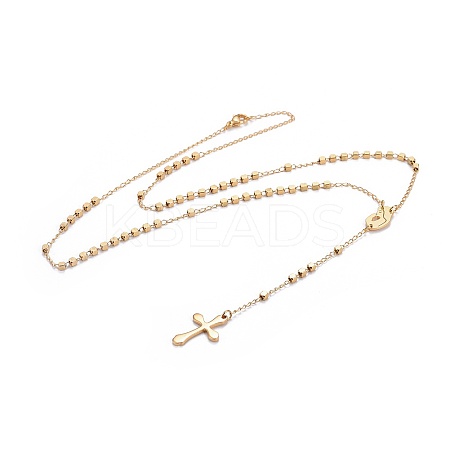 304 Stainless Steel Rosary Bead Necklaces for Easter NJEW-L159-05G-1