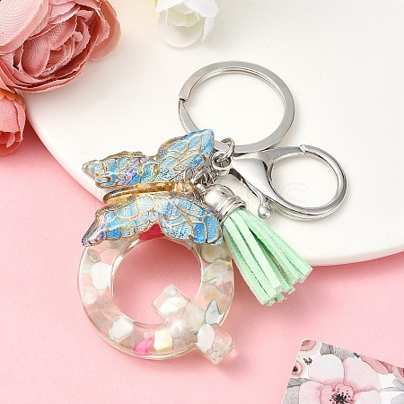 Resin & Acrylic & Faux Suede Tassel Keychain KEYC-YW00126-17-1