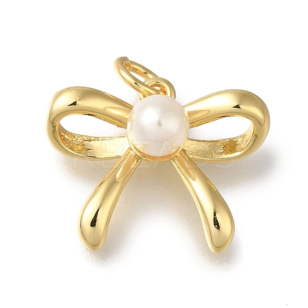 Rack Plating Brass with ABS Plastic Pearl Charms KK-G500-13G-1