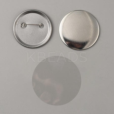 Flat Round Iron Badge Button Parts DIY-WH0297-15E-1