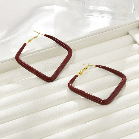 Brass Rhombus Hoop Earrings LS-EJEW-A121-12E-G-1