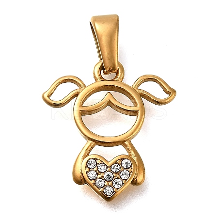 Ion Plating(IP) 304 Stainless Steel Rhinestone Pendants STAS-Z113-08G-1