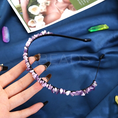 Natural Amethyst Hair Bands PW-WG3532A-02-1