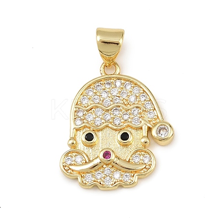 Christmas Brass Micro Pave Cubic Zirconia Pendants KK-B164-02G-02-1