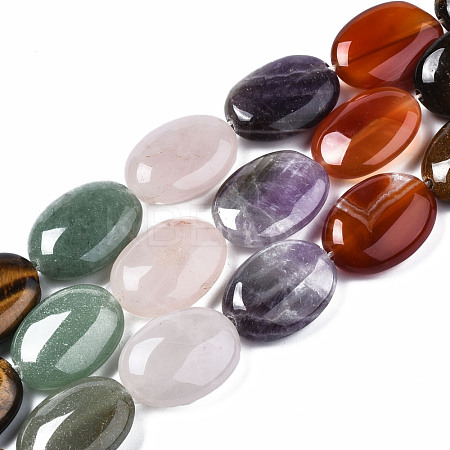 Natural Green Aventurine & Rose Quartz & Red Agate & Tiger Eye & Amethyst Beads Strands G-S364-095-1