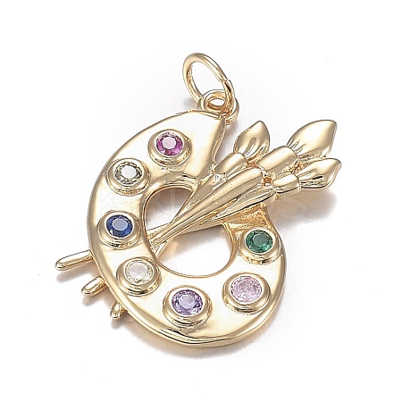 Brass Micro Colorful Cubic Zirconia Pendants X-ZIRC-F120-051G-1