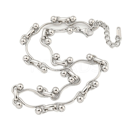 Non-Tarnish 304 Stainless Steel Ball Link Necklaces for Women NJEW-S426-08P-1