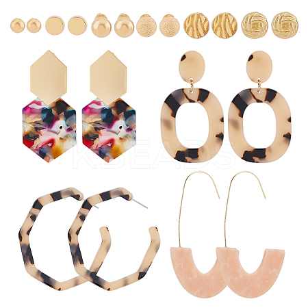 20Pcs 10 Style Acrylic Dangle Stud Earrings EJEW-FI0001-64-1