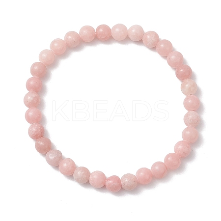 Natural Pink Opal Round Beaded Stretch Bracelets for Women BJEW-JB12836-01-1