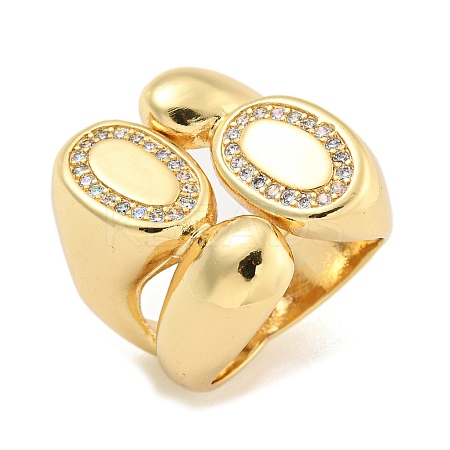 Brass Clear Cubic Zirconia Adjustable Rings RJEW-L121-022G-1