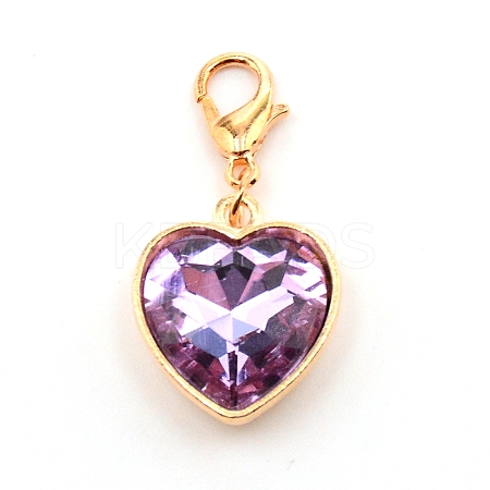 Heart Glass Pendant Decorations HJEW-WH0036-19A-1