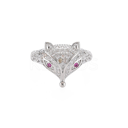 Brass Micro Pave Cubic Zirconia Cuff Rings RJEW-S045-145P-1