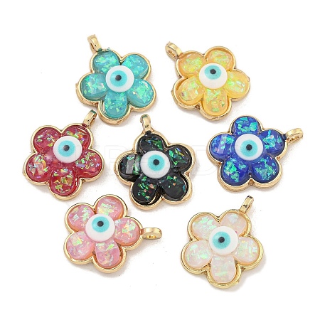 Translucent Evil Eye Resin Pendants KK-M219-22G-1