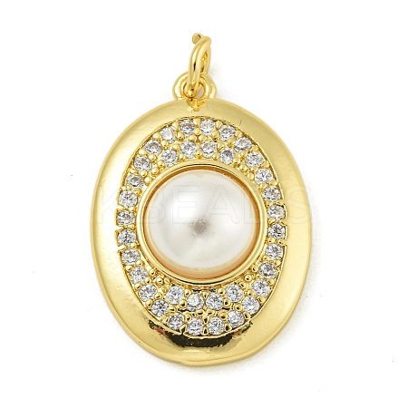 Rack Plating Brass Micro Pave Cubic Zirconia Pendants KK-Z067-20G-1