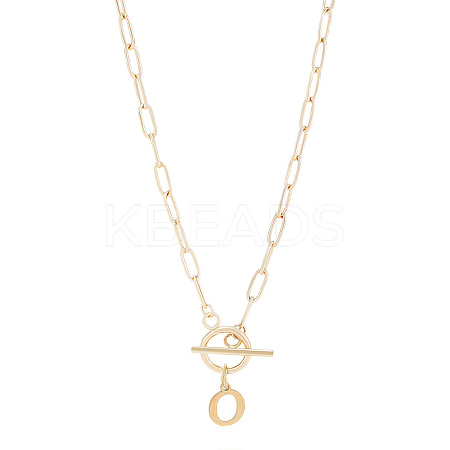 304 Stainless Steel Letter Pendant Necklaces NJEW-LP0001-52O-G-1