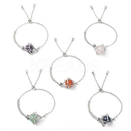 Mixed Natural Carnelian & Lapis Lazuli & Green Aventurine & Rose Quartz Bracelets BJEW-JB09879-01-1