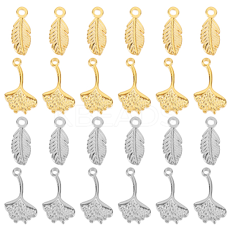 24Pcs 4 Style 304 Stainless Steel Pendants STAS-DC0010-14-1
