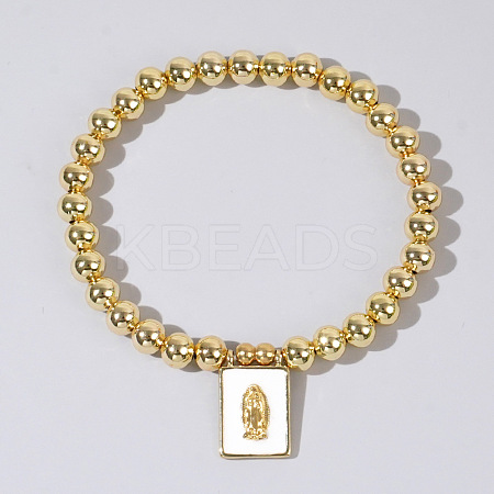 Personality Brass Round Bead Beaded Stretch Bracelets ST0339-4-1